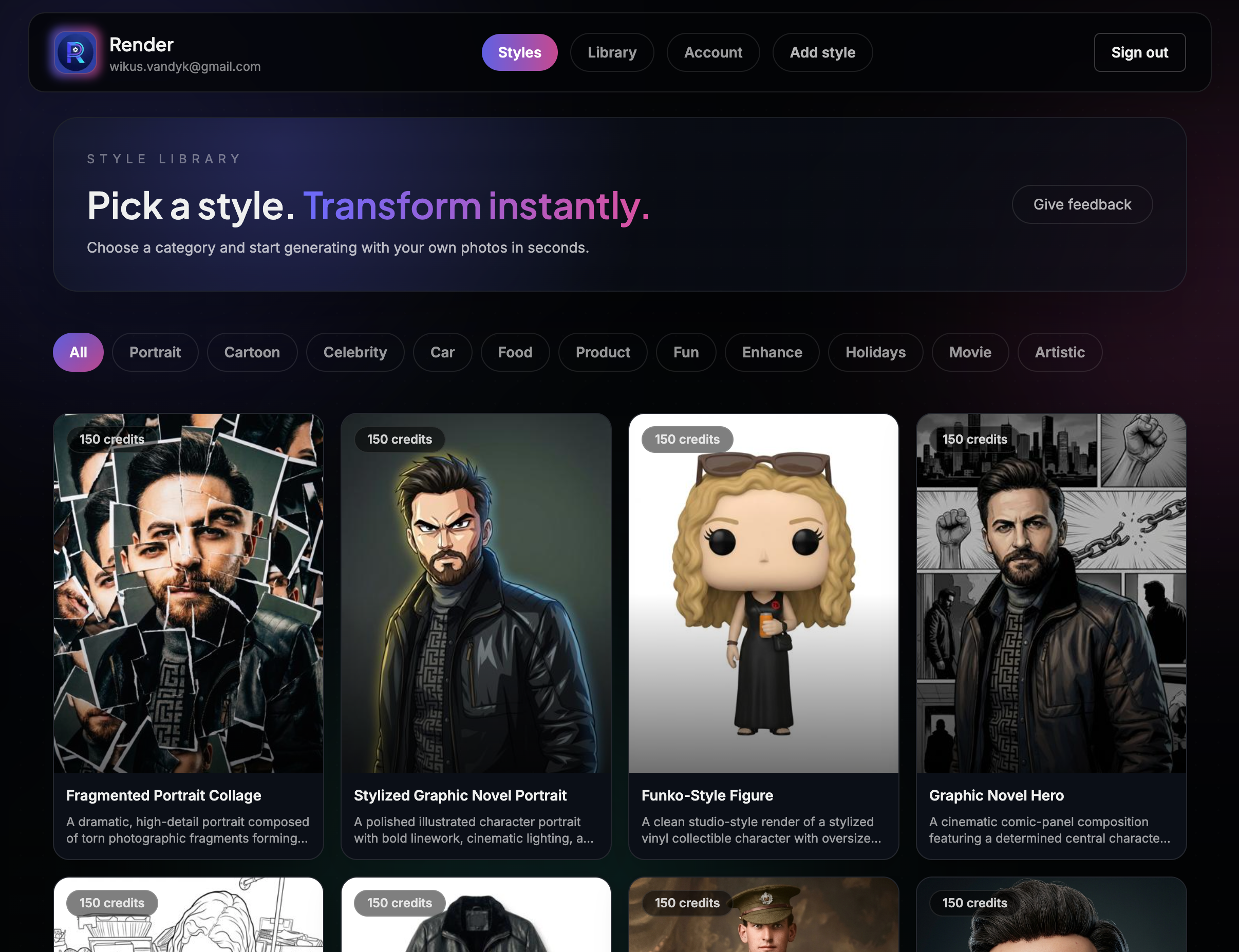 Render Style Transformer
